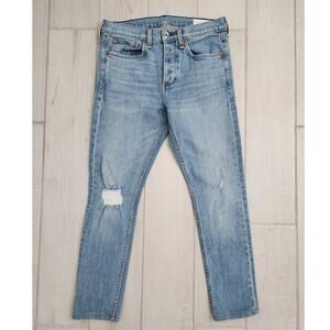 Rag & Bone Men's Size 29 Fit 1 Extra Slim Denim Pants Button Fly Distressed